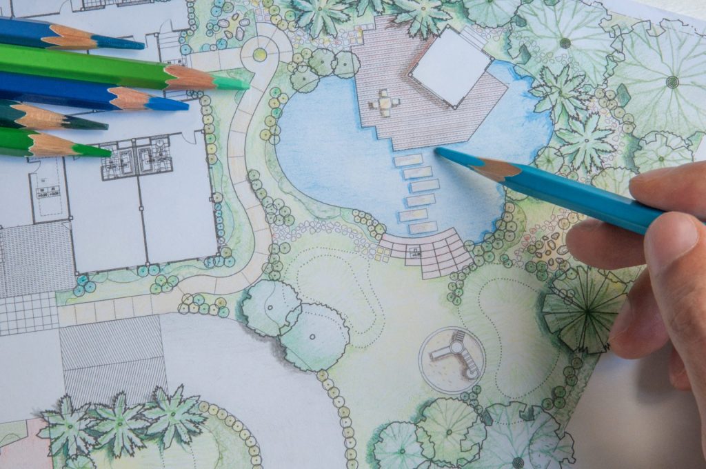 Dibujo de paisaje con lápices